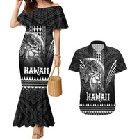 Hawaiian Ikaika Warrior Couples Matching Mermaid Dress and Hawaiian Shirt Tribal Pattern