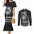 Hawaiian Ikaika Warrior Couples Matching Mermaid Dress and Long Sleeve Button Shirt Tribal Pattern