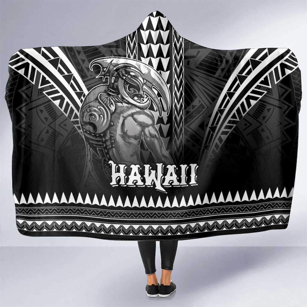 Hawaiian Ikaika Warrior Hooded Blanket Tribal Pattern