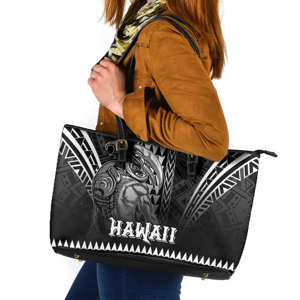 Hawaiian Ikaika Warrior Leather Tote Bag Tribal Pattern