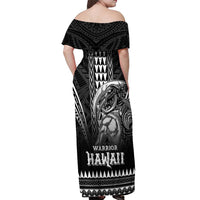 Hawaiian Ikaika Warrior Off Shoulder Maxi Dress Tribal Pattern