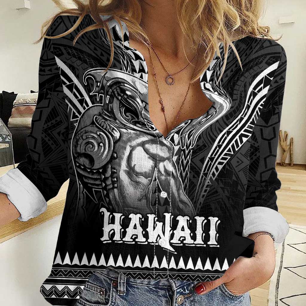 Hawaiian Ikaika Warrior Women Casual Shirt Tribal Pattern