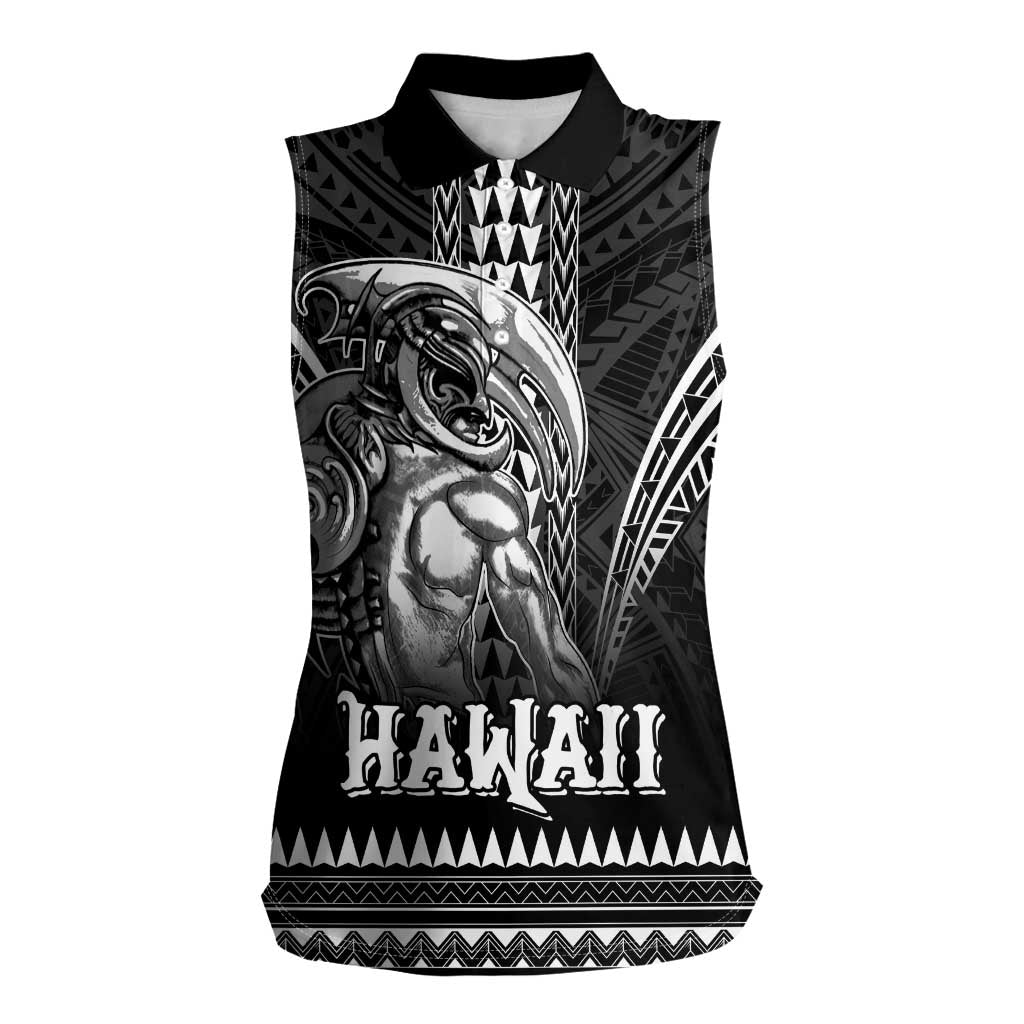 Hawaiian Ikaika Warrior Women Sleeveless Polo Shirt Tribal Pattern