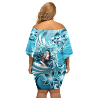 Hawaii Namaka Goddess Of The Sea Family Matching Off Shoulder Short Dress and Hawaiian Shirt Polynesian Style LT05 - Polynesian Pride