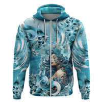 Hawaii Namaka Goddess Of The Sea Zip Hoodie Polynesian Style LT05 Zip Hoodie Turquoise - Polynesian Pride
