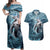 Hawaiian Shark God Kamohoalii Couples Matching Off Shoulder Maxi Dress and Hawaiian Shirt Polynesian Style LT05 Blue - Polynesian Pride