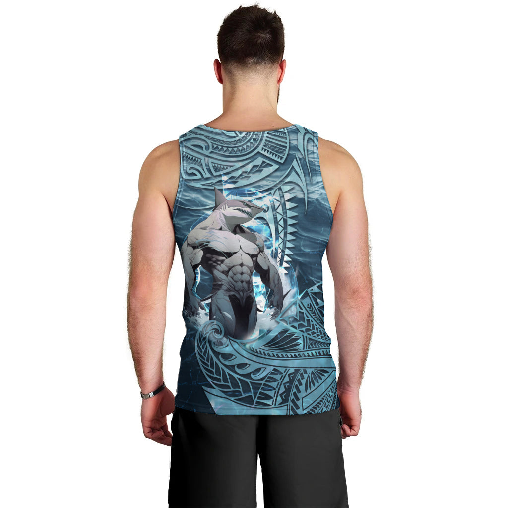 Hawaiian Shark God Kamohoalii Men Tank Top Polynesian Style LT05 - Polynesian Pride