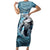 Hawaiian Shark God Kamohoalii Short Sleeve Bodycon Dress Polynesian Style LT05 Long Dress Blue - Polynesian Pride