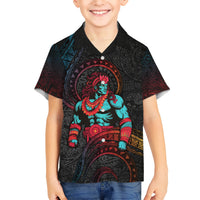 Hawaiian Demigod Maui Kid Hawaiian Shirt Polynesian Mythology LT05 Kid Black - Polynesian Pride