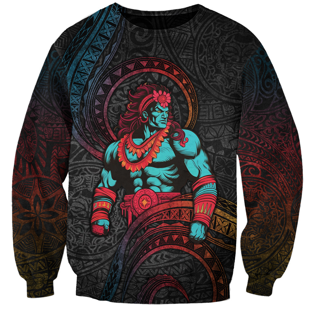 Hawaiian Demigod Maui Sweatshirt Polynesian Mythology LT05 Unisex Black - Polynesian Pride