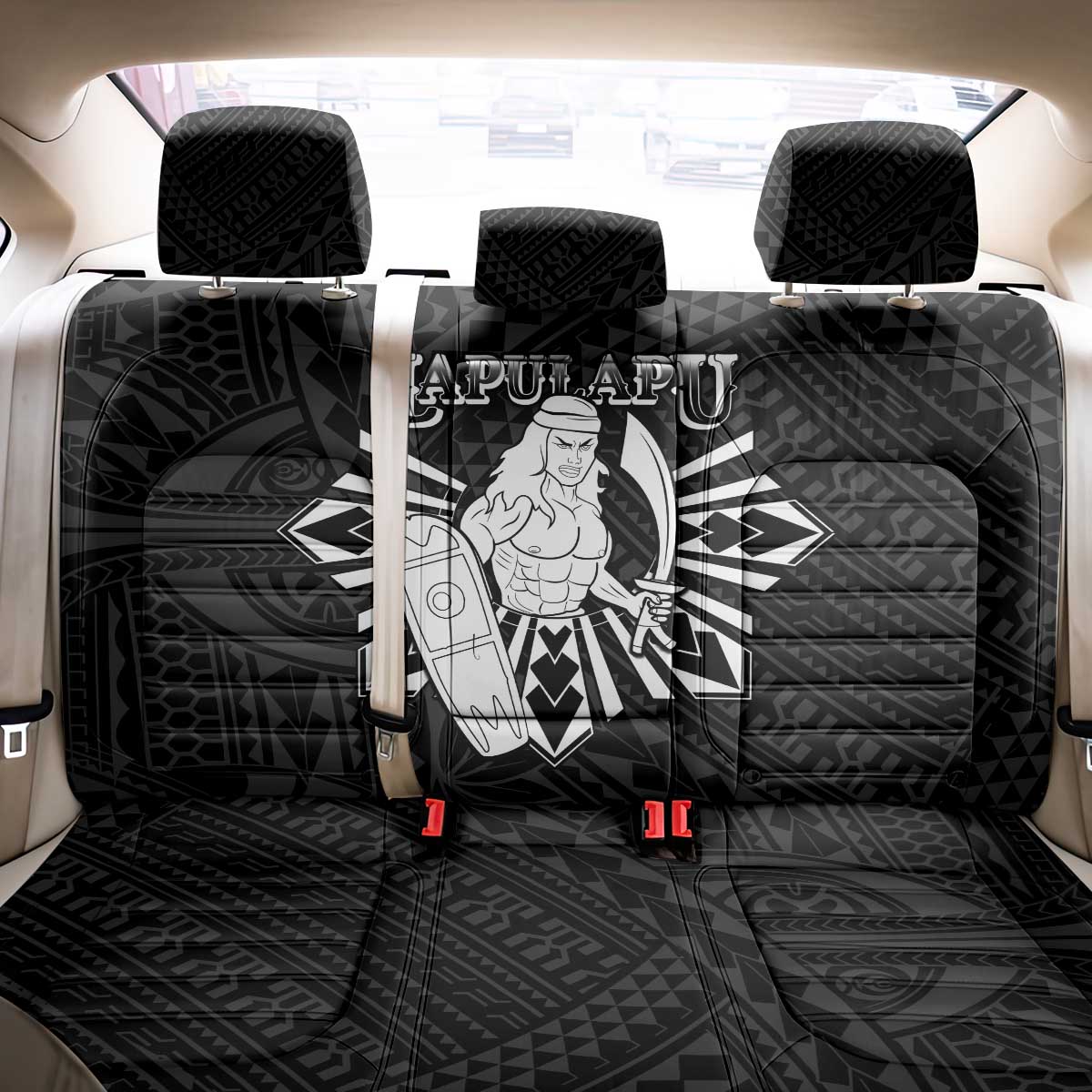 Philippines Tribal Back Car Seat Cover King Lapu Lapu Black Version