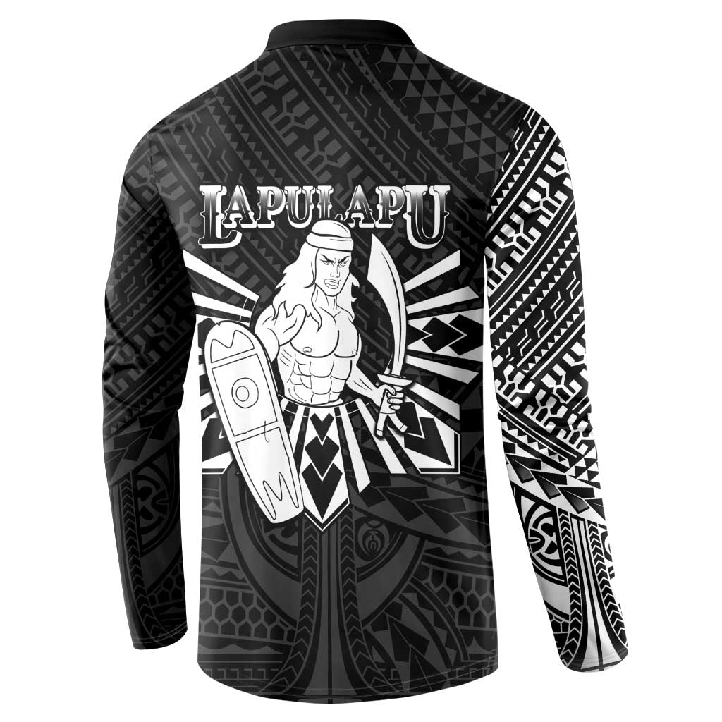 Philippines Tribal Button Sweatshirt King Lapu Lapu Black Version