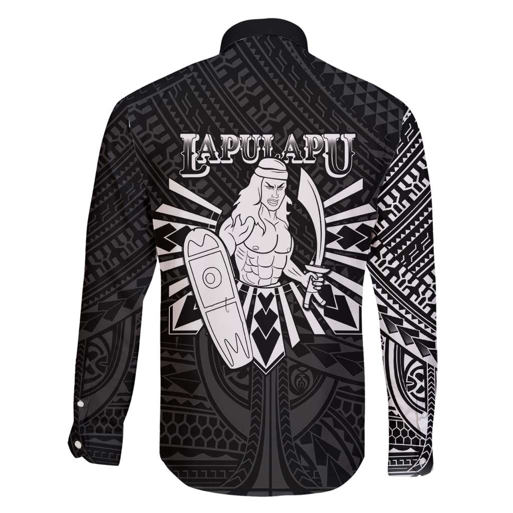 Philippines Tribal Family Matching Puletasi and Hawaiian Shirt King Lapu Lapu Black Version