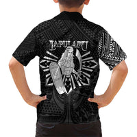 Philippines Tribal Family Matching Short Sleeve Bodycon Dress and Hawaiian Shirt King Lapu Lapu Black Version