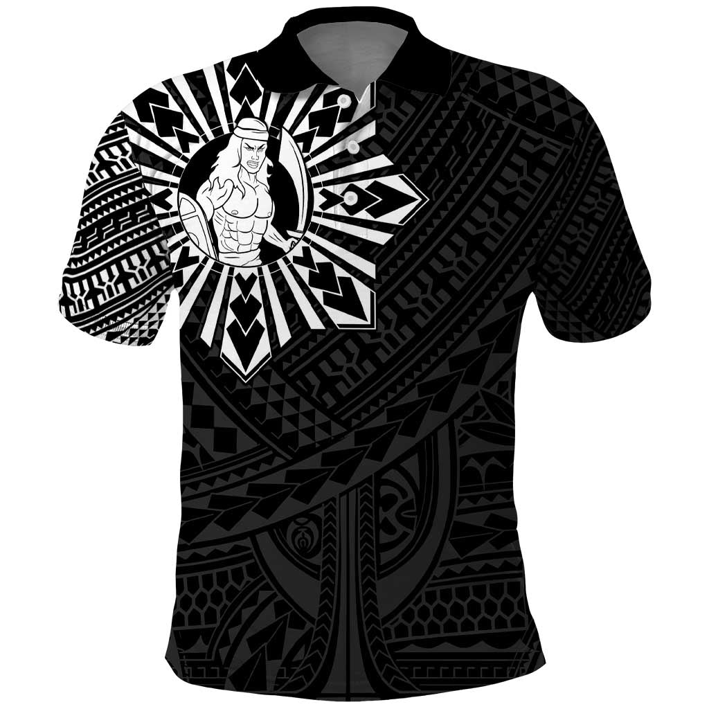 Philippines Tribal Polo Shirt King Lapu Lapu Black Version LT05 Black - Polynesian Pride