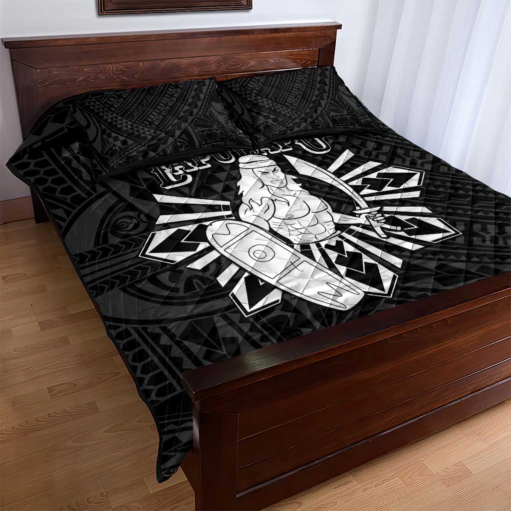 Philippines Tribal Quilt Bed Set King Lapu Lapu Black Version