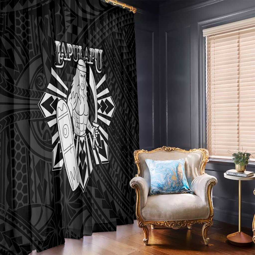 Philippines Tribal Window Curtain King Lapu Lapu Black Version