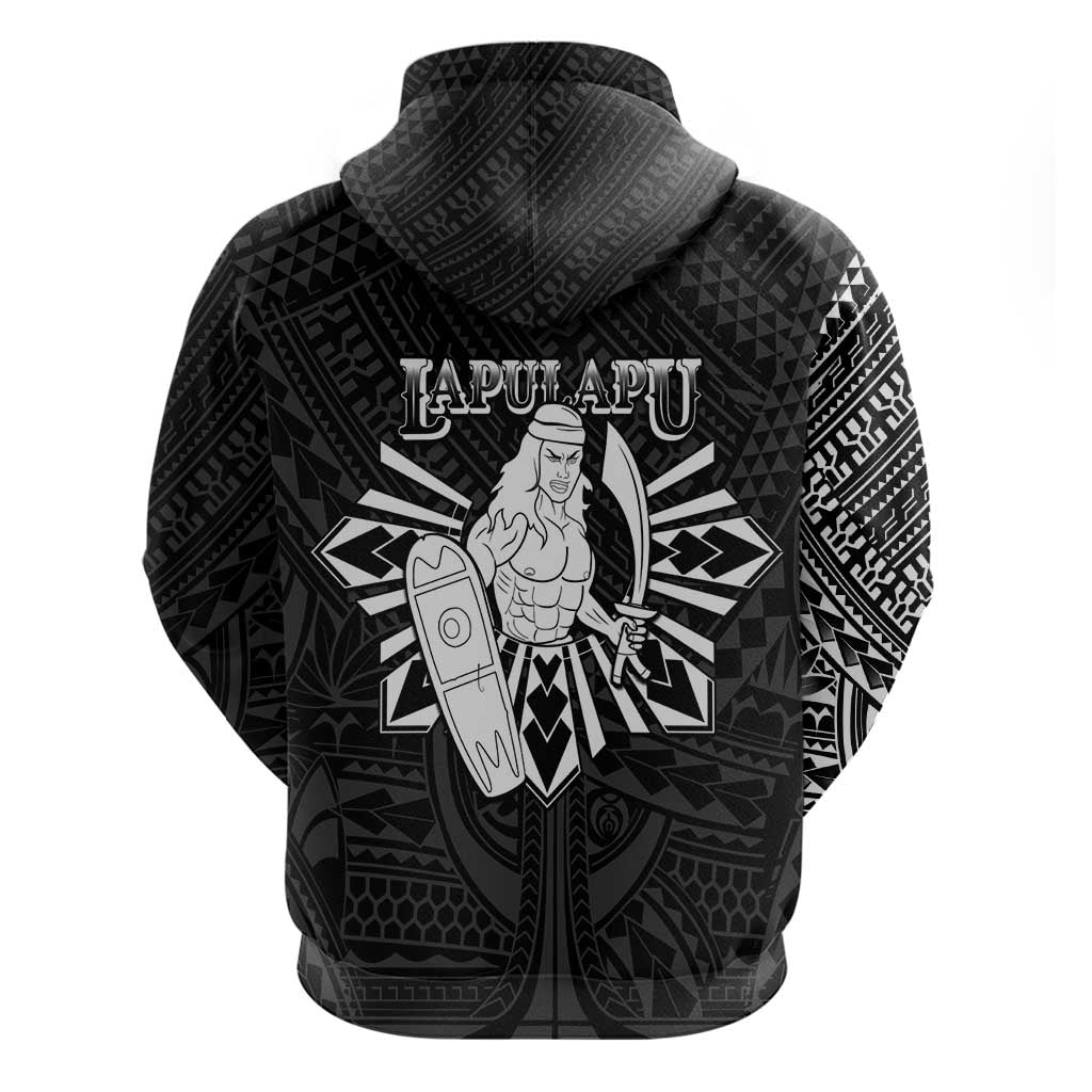 Philippines Tribal Zip Hoodie King Lapu Lapu Black Version