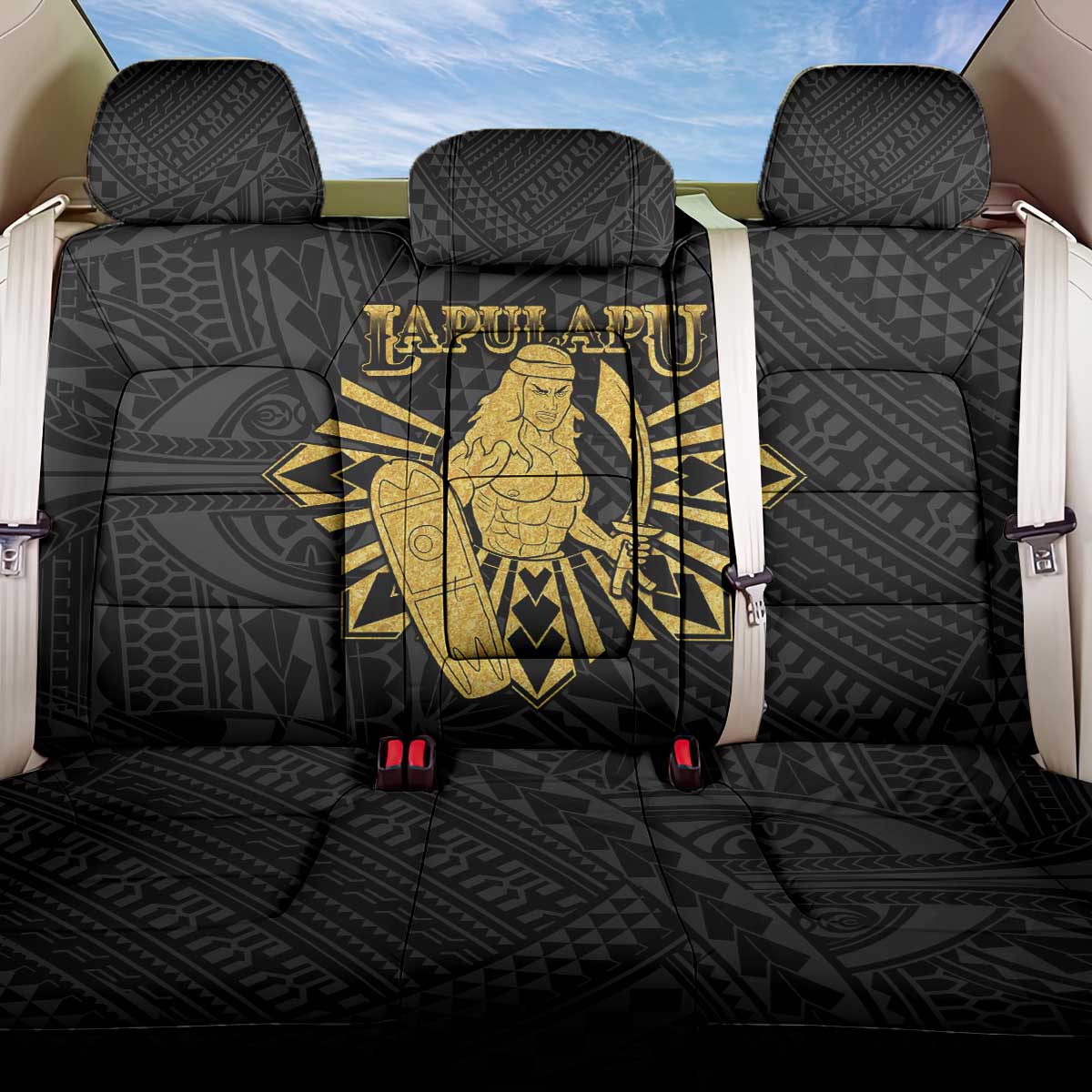 Philippines Tribal Back Car Seat Cover King Lapu Lapu Gold Version
