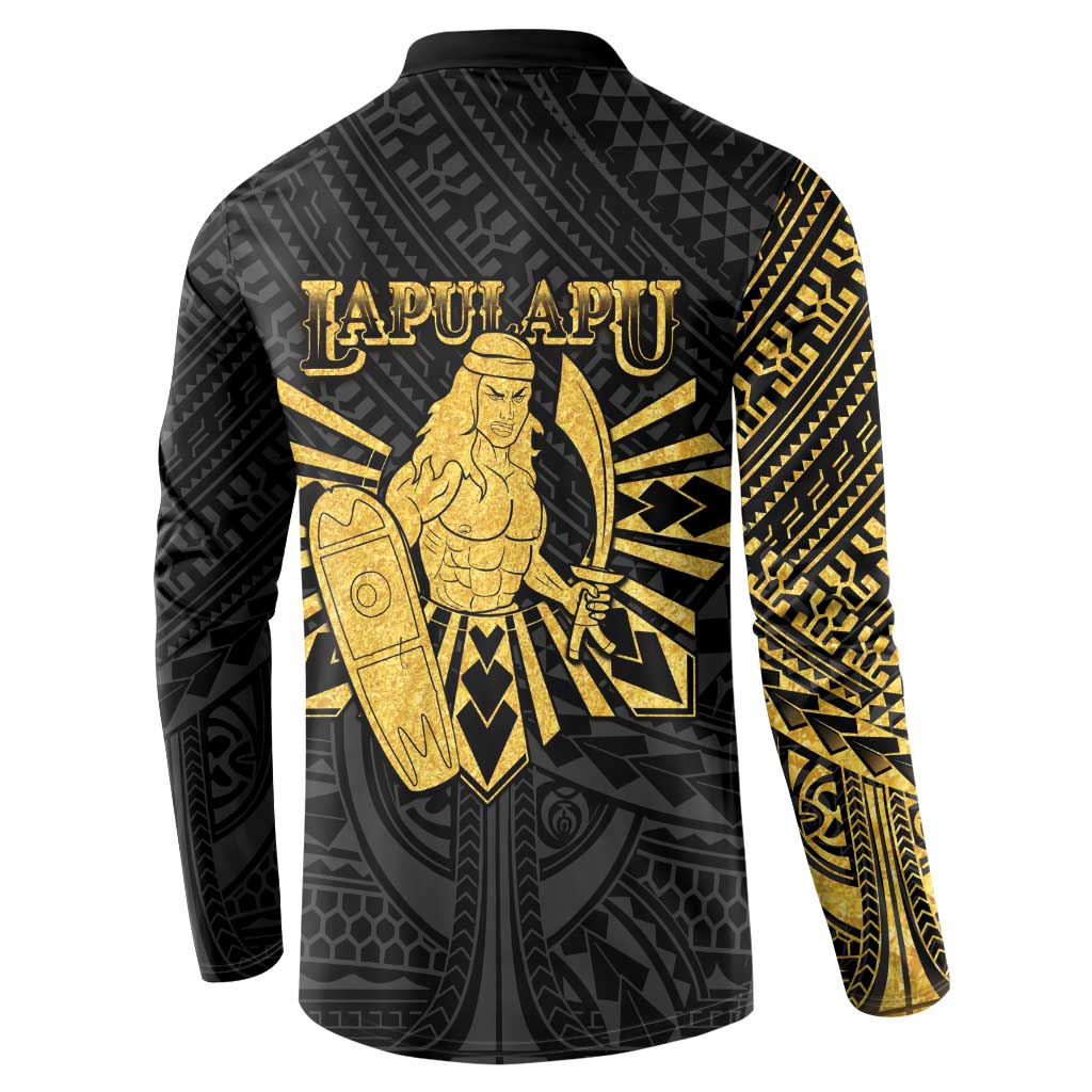 Philippines Tribal Button Sweatshirt King Lapu Lapu Gold Version