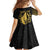 Philippines Tribal Family Matching Long Sleeve Bodycon Dress and Hawaiian Shirt King Lapu Lapu Gold Version