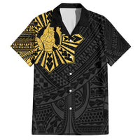Philippines Tribal Family Matching Long Sleeve Bodycon Dress and Hawaiian Shirt King Lapu Lapu Gold Version