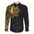 Philippines Tribal Family Matching Long Sleeve Bodycon Dress and Hawaiian Shirt King Lapu Lapu Gold Version