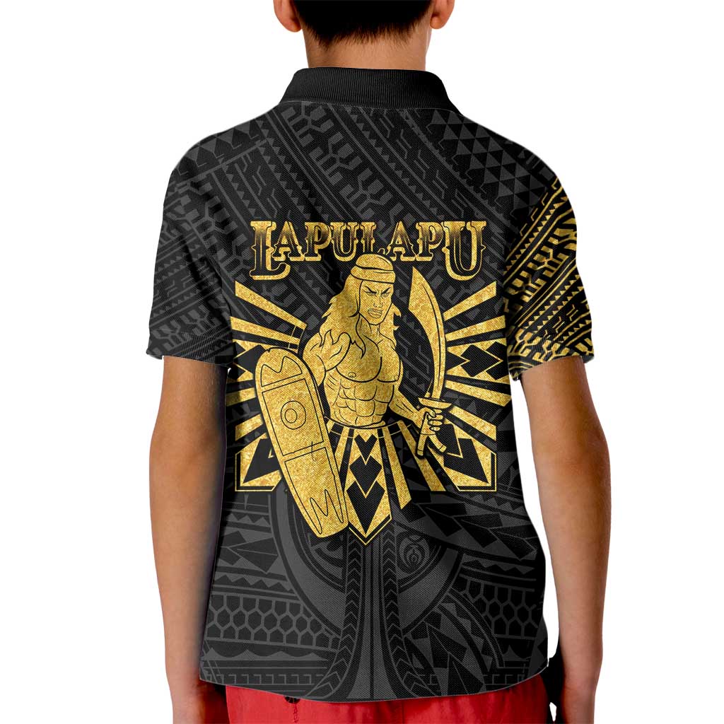 Philippines Tribal Kid Polo Shirt King Lapu Lapu Gold Version