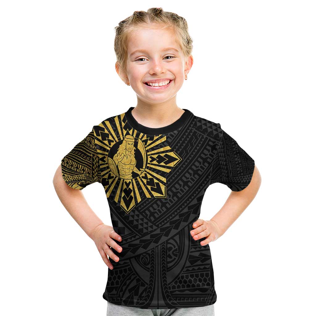 Philippines Tribal Kid T Shirt King Lapu Lapu Gold Version