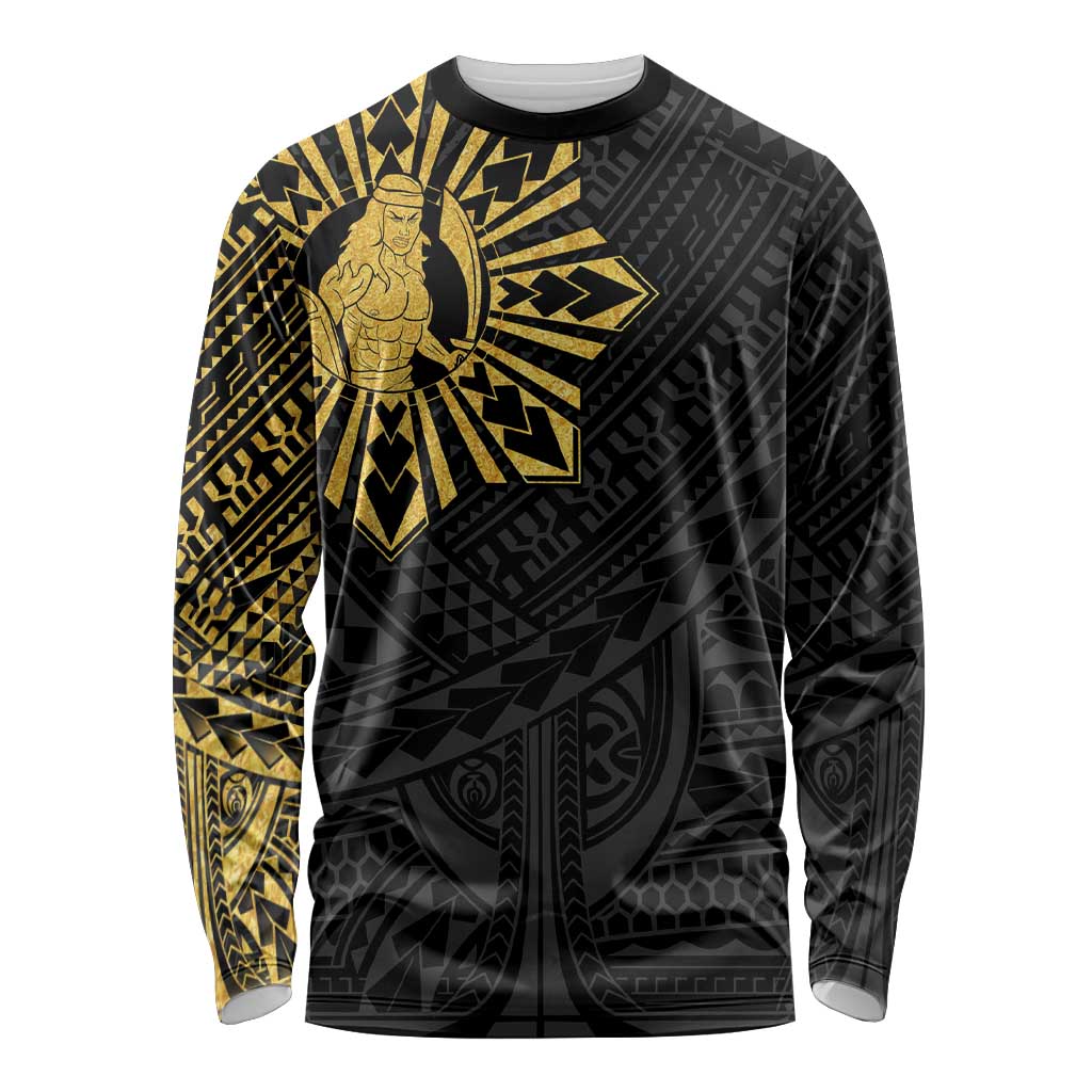 Philippines Tribal Long Sleeve Shirt King Lapu Lapu Gold Version