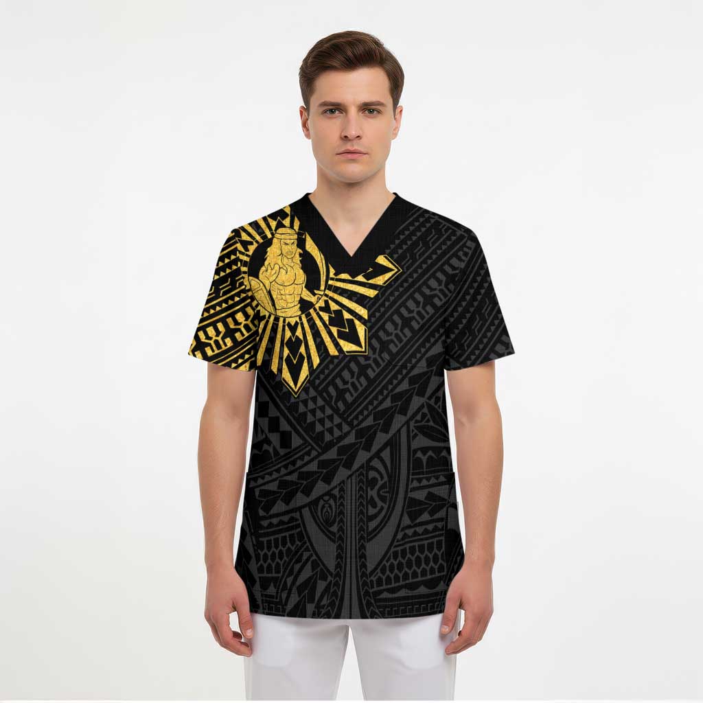 Philippines Tribal Scrub Top King Lapu Lapu Gold Version - Polynesian Pride