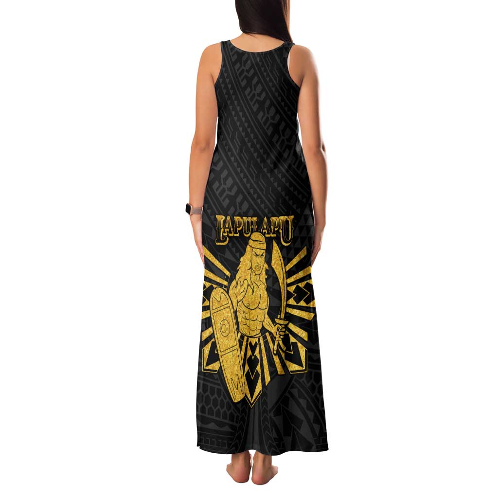 Philippines Tribal Tank Maxi Dress King Lapu Lapu Gold Version