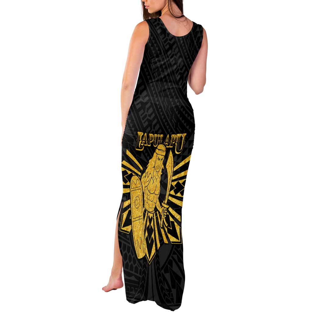 Philippines Tribal Tank Maxi Dress King Lapu Lapu Gold Version