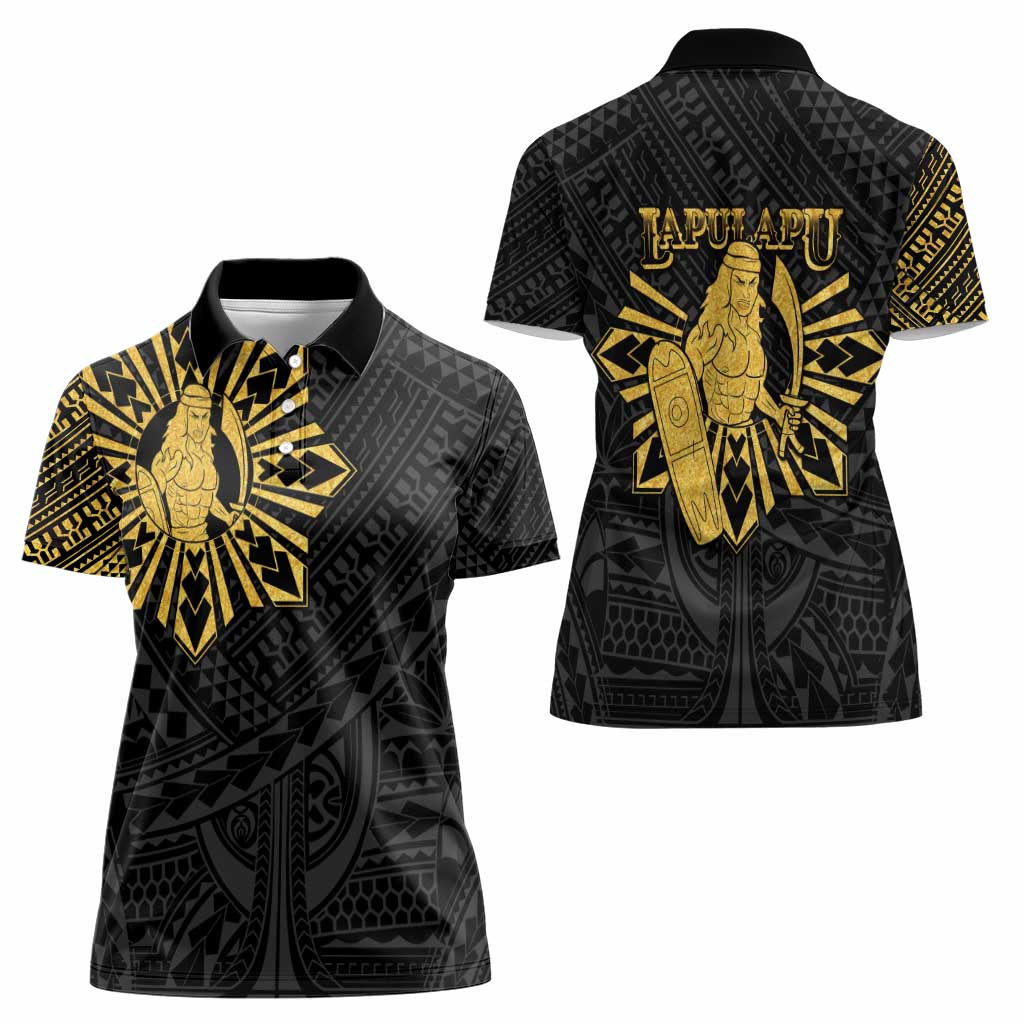 Philippines Tribal Women Polo Shirt King Lapu Lapu Gold Version