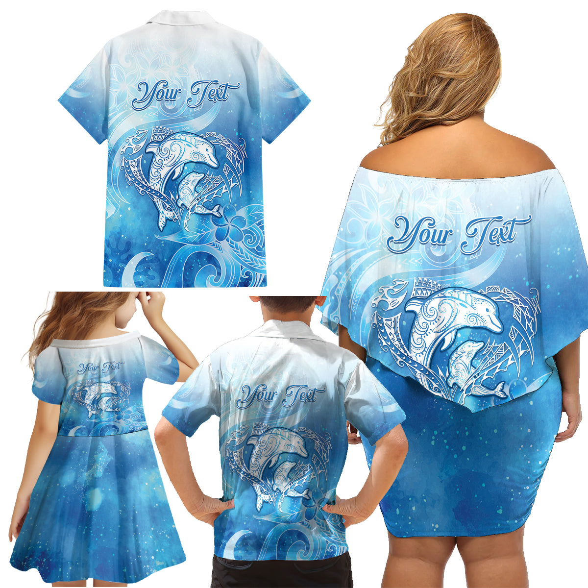 Mother's Love Is Deeper Than Ocean Family Matching Off Shoulder Short Dress and Hawaiian Shirt Polynesian Style