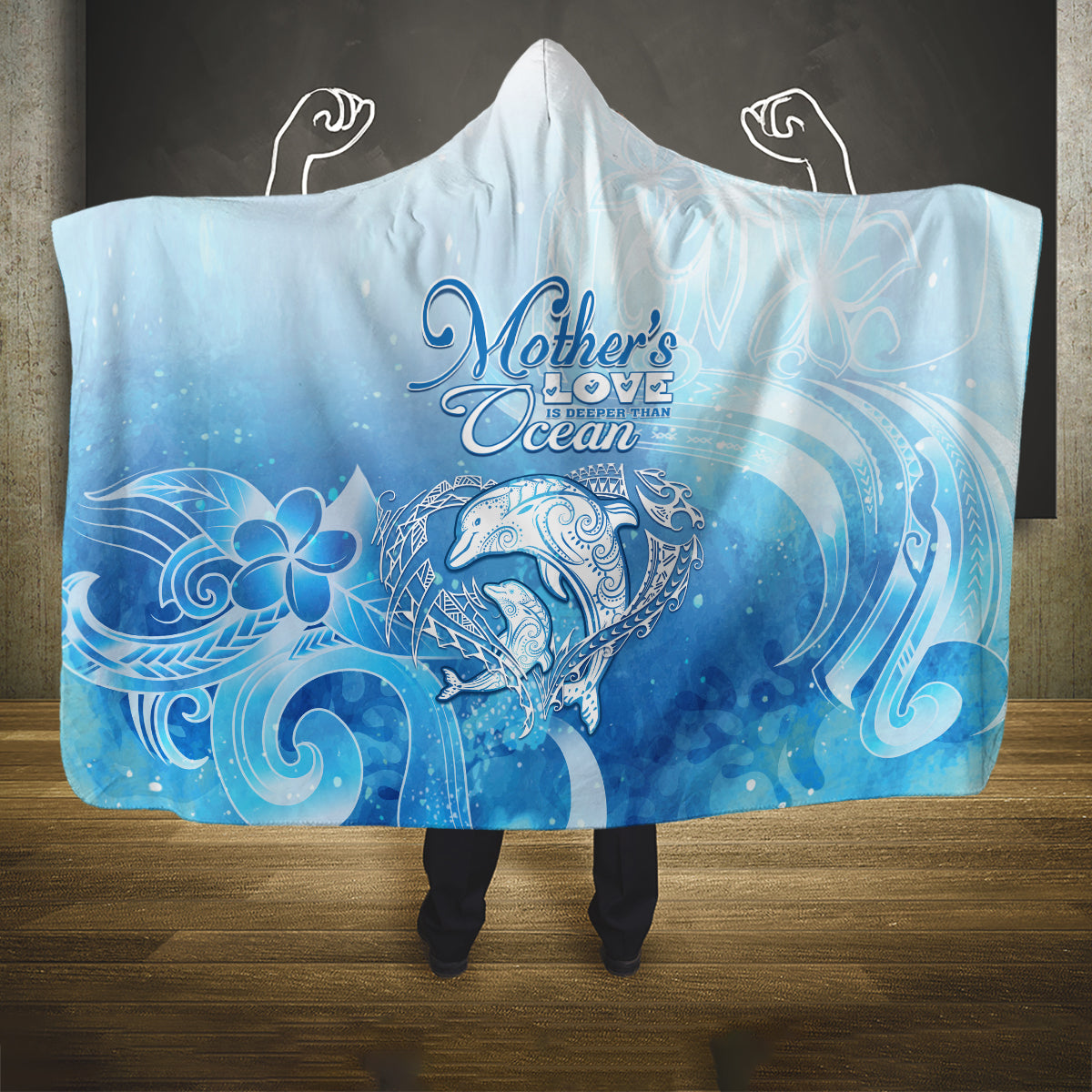 Mother's Love Is Deeper Than Ocean Hooded Blanket Polynesian Style