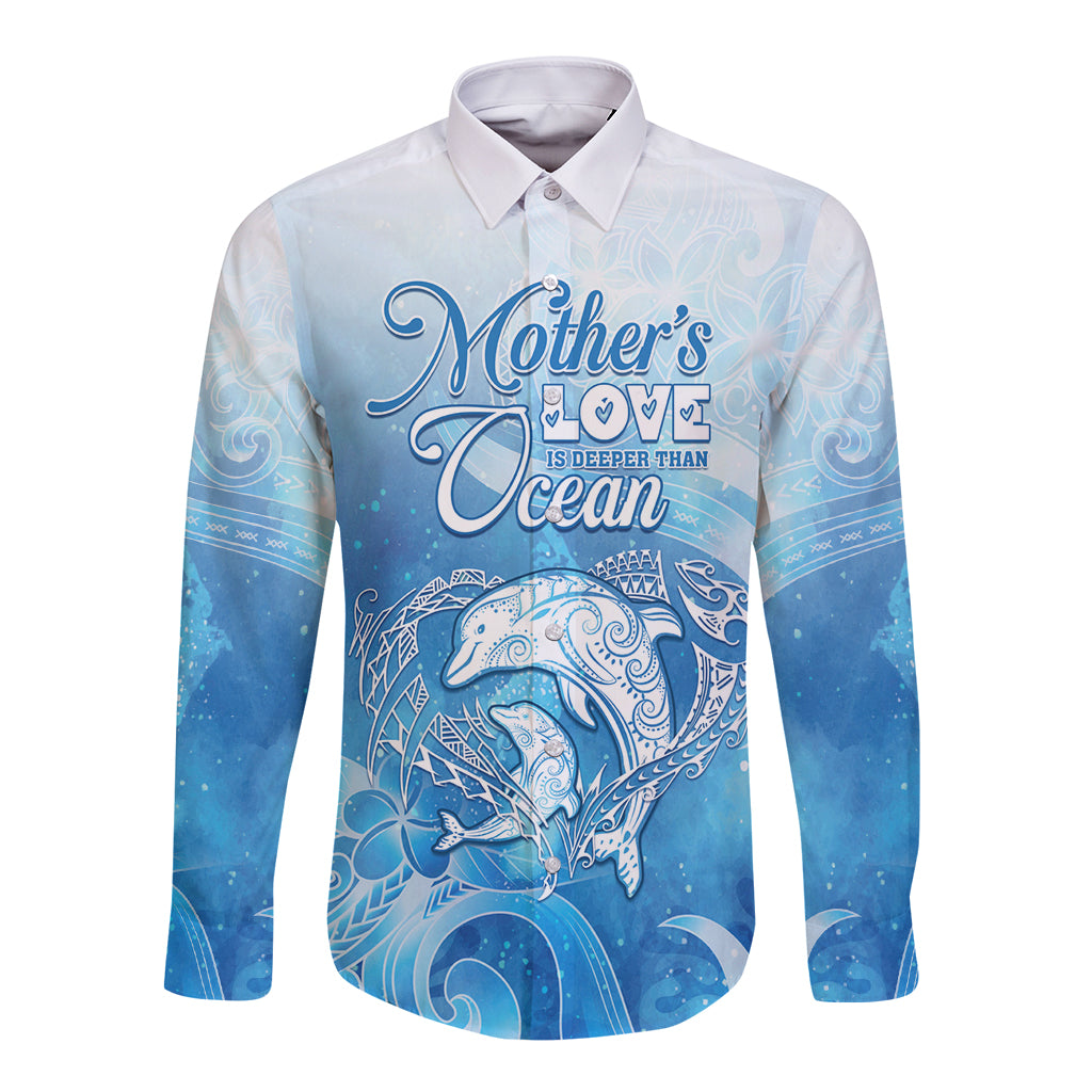 Mother's Love Is Deeper Than Ocean Long Sleeve Button Shirt Polynesian Style