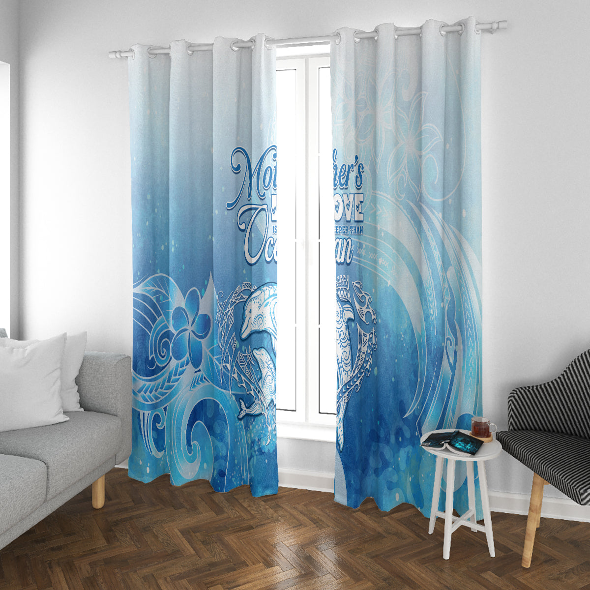 Mother's Love Is Deeper Than Ocean Window Curtain Polynesian Style