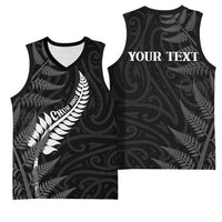 Personalised New Zealand Chur Bro Basketball Jersey Maori Koru With Silver Fern