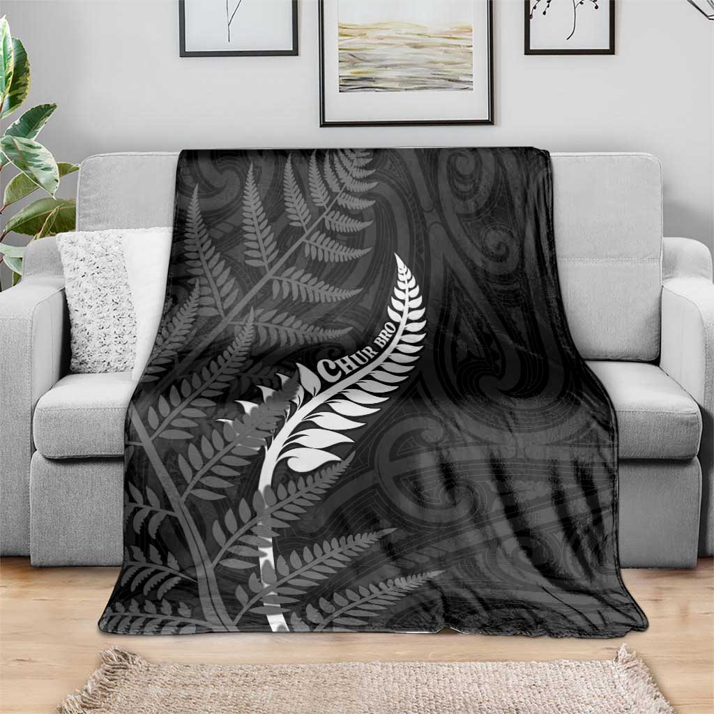 New Zealand Chur Bro Blanket Maori Koru With Silver Fern