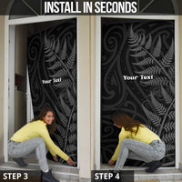 Personalised New Zealand Chur Bro Door Cover Maori Koru With Silver Fern
