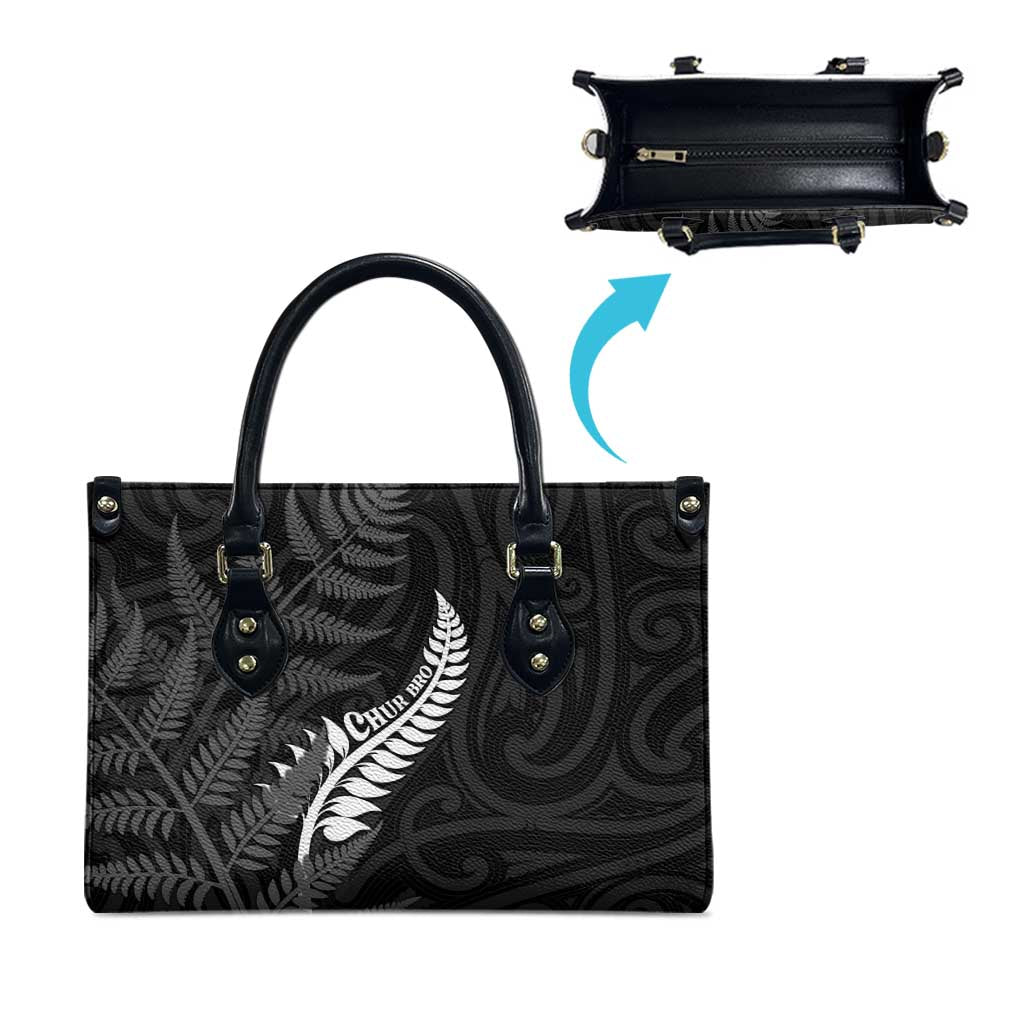 New Zealand Chur Bro Leather Bag Maori Koru With Silver Fern