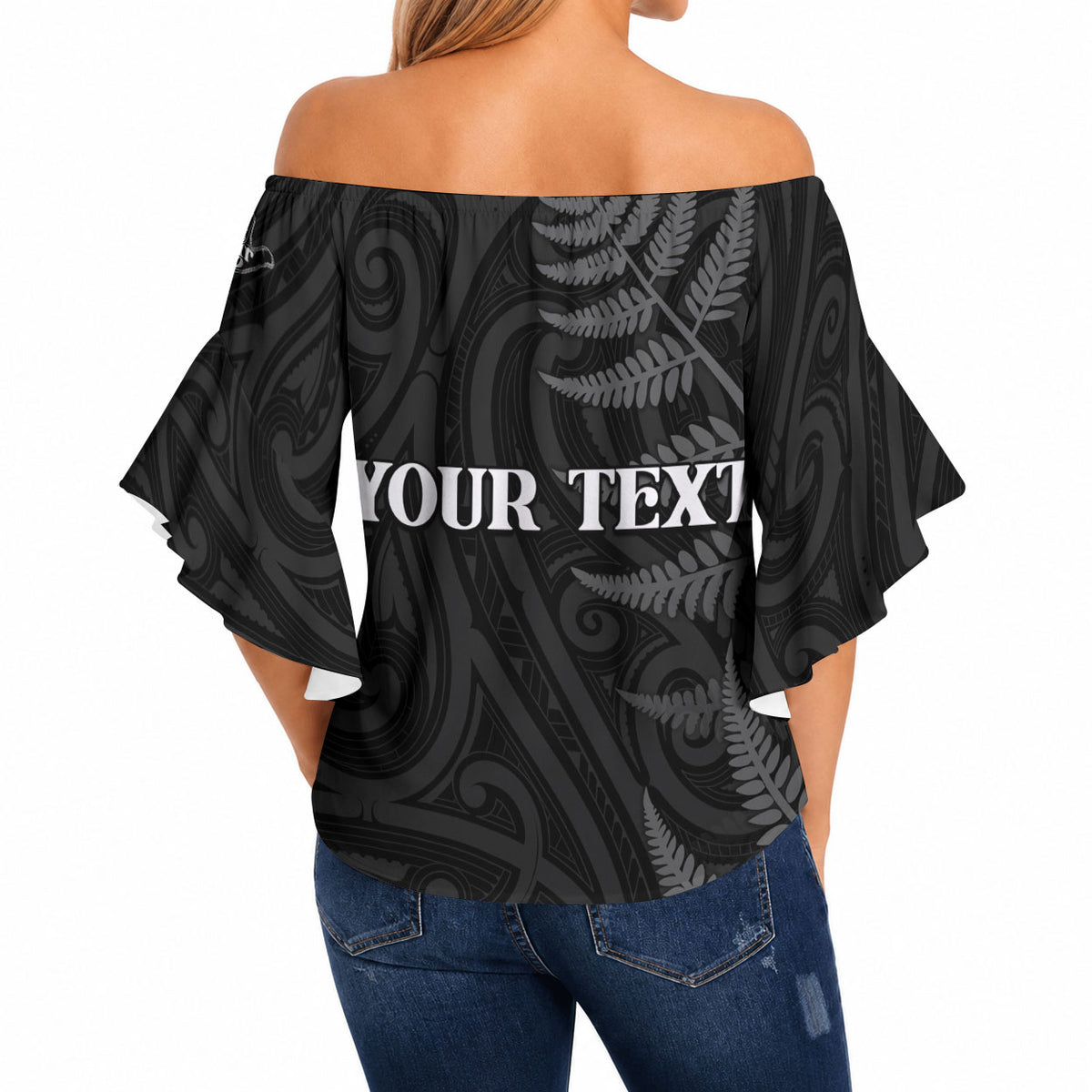 Personalised New Zealand Chur Bro Off Shoulder Wrap Waist Top Maori Koru With Silver Fern LT05 - Polynesian Pride