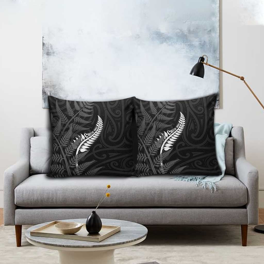 New Zealand Chur Bro Pillow Cover Maori Koru With Silver Fern