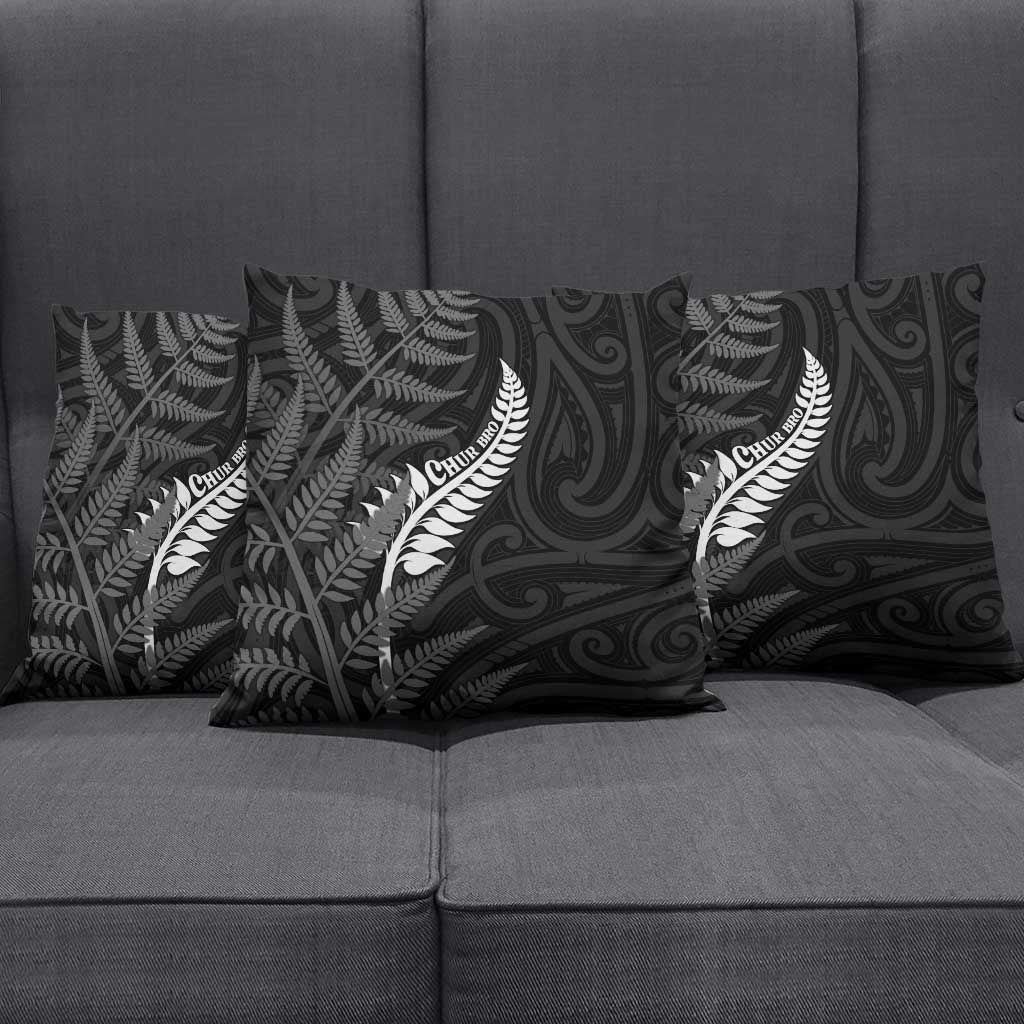 New Zealand Chur Bro Pillow Cover Maori Koru With Silver Fern