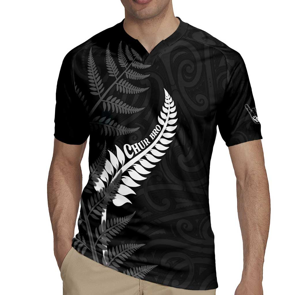 Personalised New Zealand Chur Bro Rugby Jersey Maori Koru With Silver Fern