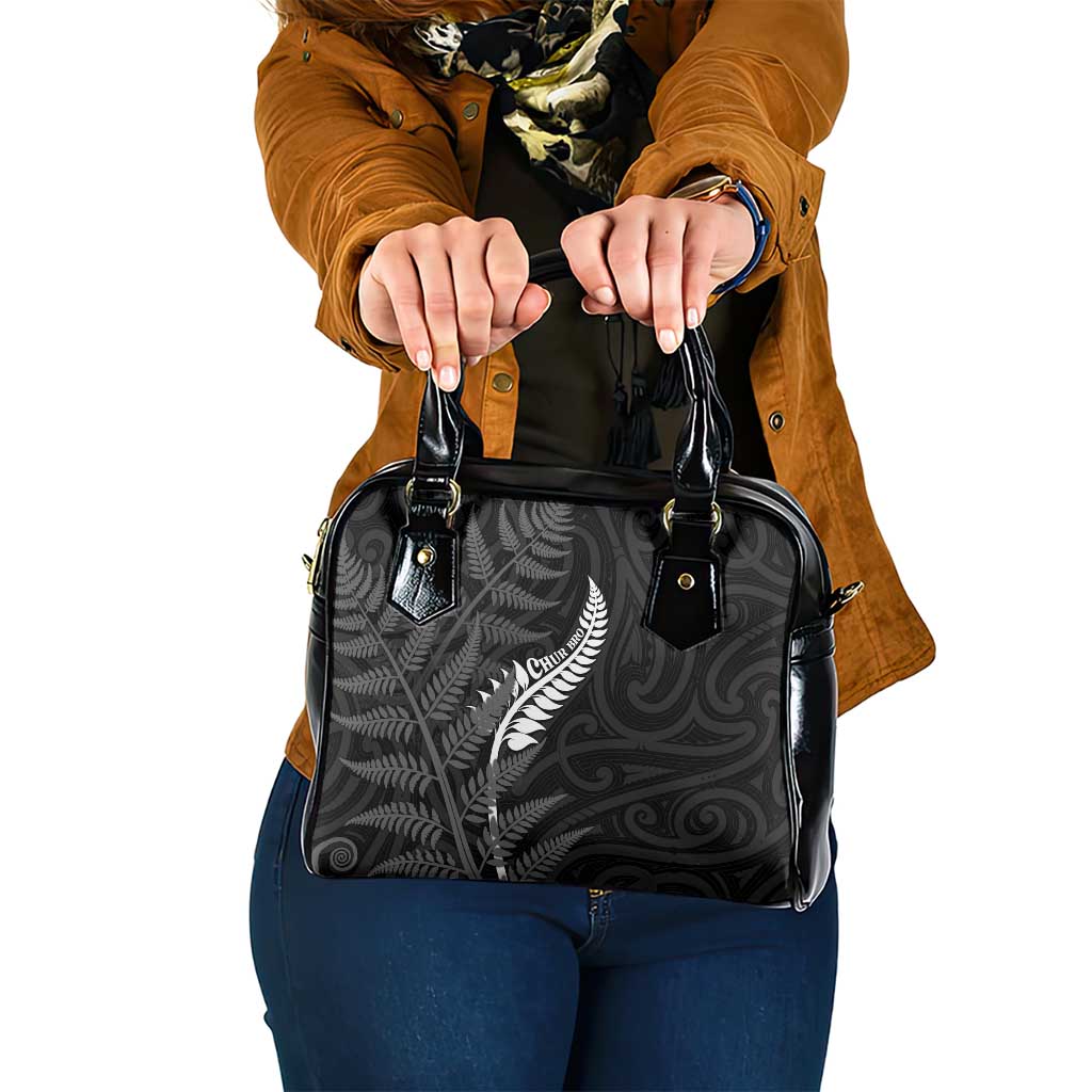 New Zealand Chur Bro Shoulder Handbag Maori Koru With Silver Fern