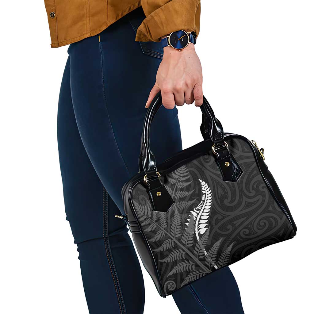 New Zealand Chur Bro Shoulder Handbag Maori Koru With Silver Fern
