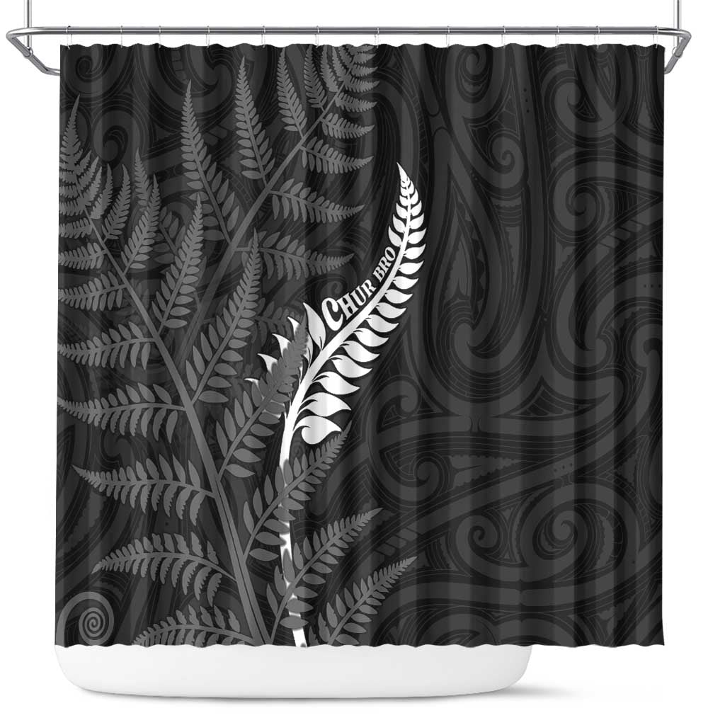 New Zealand Chur Bro Shower Curtain Maori Koru With Silver Fern