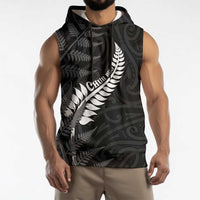 Personalised New Zealand Chur Bro Sleeveless Hoodie Maori Koru With Silver Fern